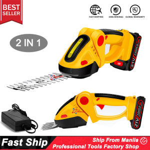 21V Electric Hedge Trimmer 2 In 1 Cordless Garden Tools Lawn Mower Li-ion Battery Pruning Shears Trimmer For Grass