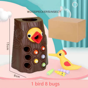 Montessori Toddler Toy Magnetic Woodpecker Catching Worms and Feeding Game Toys Set Fine Motor Skill Preschool Toys For Children