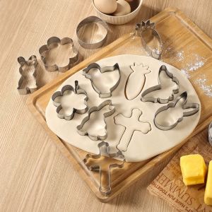 ANGFEW Cross Shaped Cookie Mold Set Stainless Steel Creative Cartoon Animal Baking Mold Easy To Use Radish Cute Biscuit Mould Holiday Party