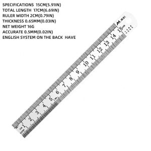 LVYIMAO 15cm 20cm 30cm 50cm สแตนเลสไม้บรรทัด เครื่องชั่ง ไม้บรรทัดเหล็ก ไม้บรรทัดที่จำเป็นสำหรับการสอบ วัดเครื่องเขียนนักเรียนและเครื่องเขียน