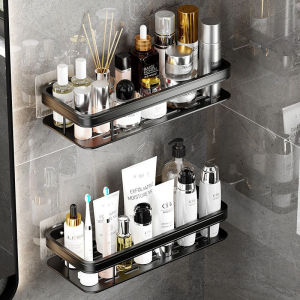 Shower Caddy Shelf Organizer Adhesive Bathroom Basket Shelf No Drilling Wall Mount Shower Storage Holder Shower Rack Black