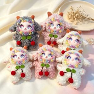 HULEQQI Curly Hair Big Ear Curly Hair Rabbit Doll Big Ear Vinyl Plush Rabbit Doll Keychain Doll Pendant Miniature Figure Plush Rabbit Doll Keyring Decor