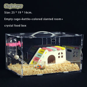 Hamster Cage with Running Wheel Water Bottle Food Basin Pet House Mice Home Habitat Pet Accessories Portable Pet Cage