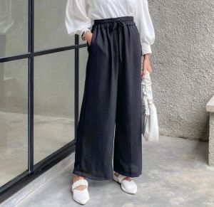 Si - Celana Kulot Panjang Crinkle Model tali serut Bahan Crinkle Airflow