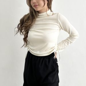 Lotus Clothing Celyn Top Atasan Knit Wanita Lengan Panjang Inner Rajut Turtleneck Baju Tali Serut