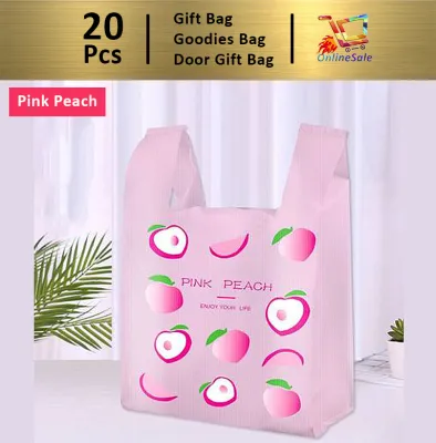 Gift Bag 20pcs Goodies Bag Door Gift Shopping Retail Party Fruit Shop (66) Colorful Fruit Snack Tote Vest Thickened Portable Handles Plastic Bag 礼品袋购物