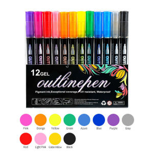 Double Line Outline Pen Line Painting Self-Outline Metallic Art Markers Glitter 8/12/24/36Colors for Drawing Painting