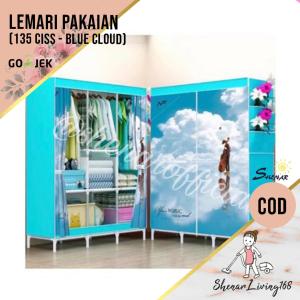 LEMARI PLASTIK/PAKAIAN/BAJU/PORTABLE/LEMARI ANAK/LEMARI ( 135 CISS-BUKA SAMPING) BLUE CLOUD SHENAR