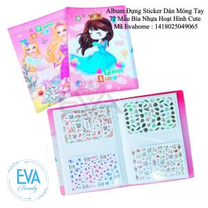 Sổ Album Ảnh Lưu Trữ Sticker / Sổ Đựng Sticker Dán Móng Tay 72 Mẫu / 18 Trang Hoa Tiết Hoạt Hình Cute