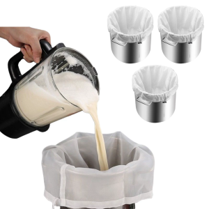 3Pcs Polyester Bags Teas Coffee Juice Net Fine Mesh Strainer Bags Reusable Wine Dreg