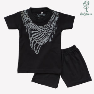Setelan Kaos Anak laki Laki Motif Ustadz / Surban dan Celana Pendek Anak Usia 1-6 Tahun Bahan Katun