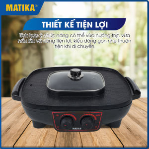 Nồi lẩu nướng 2in1 Matika MTK-4020 công suất 1700W nồi lẩu nướng điện đa năng MATIKA MTK-4020 nồi lẩu nướng điện matika bếp lẩu nướng điện đa năng matika mtk-4020 bếp lẩu nướng với thiết kế sang trọng rễ sử dụng.