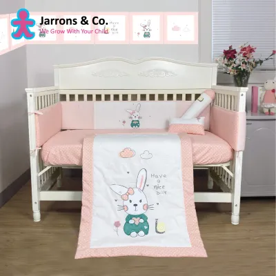 Happy Cot 100% Cotton 3-Piece Bedding Set For Baby Cot | Have A Nice Day - by Jarrons & Co