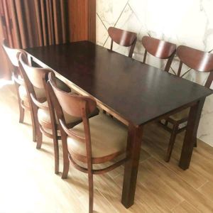 Bàn ăn gỗ mango bàn ăn 6 ghế gỗ tự nhiên chuẩn hàng xuất khẩu chính hãng - bảo hành 12 tháng