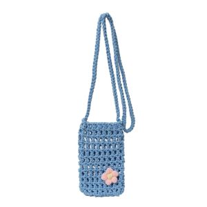 CRNGW Mini Weaving Crossbody Bag Flower Hollow Knitted Messenger Bag Cute Solid Color Crochet Phone Bag Ladies/Girls