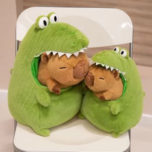 TSEVD Simulation Crocodile Capybara Plush Toy 30/40cm Cartoon Capybara Green Crocodile Doll Sleeping Pillow Fluffy Capibara Anime Stuffed Doll Kid Toy