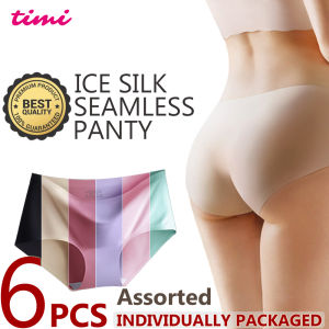 【6 pcs】Timi 700 High quality Ice-silk Seamless Panty Womens Underwears Mid Waist Panties Briefs Largesize Underpants
