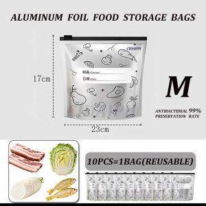 50pcs Thickened Aluminum Foil Food Bag-Leakproof Stand Up Freezer Zip Lock Fresh-keeping Storage Bag Aluminum Foil Food Bag Large Capacity Leakproof Freezer Safe Kitchen Fresh Bag Fresh-keeping Reusable Zip Lock Bag