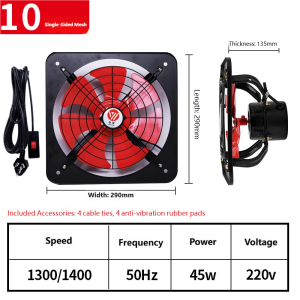 12-inch All Metal Mute Exhaust Fan for Kitchen Bathroom Window - 7 Blades 2800r/min 120W 220V Rust-Proof Corrosion-Resistant Pure Copper Core Motor