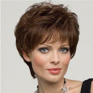 BAIXL Fashion Brown Blond Syhthetic Wig False Fluffy Hair Extension Female Heat Resistant Fiber Women Bob Hair Side Part Curly Wig Short Wavy Wig Lady Mommy Wigs