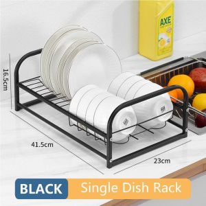 Kitchen Organization 2 Layers/3 Layers Black Metal Dish Rack Dish Drainer Drying Rack Kitchen Countertop Plate Home Organizer Storage Shelf