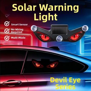 FLYING Wireless Devil Eyes Car Lights Solar Suction Cup Car Warning Light Vibration Lights on Car Atmosphere Light