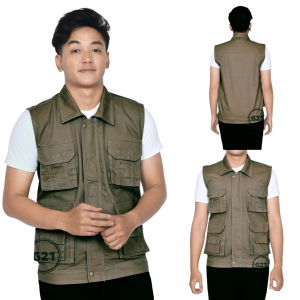 Rompi Vest Jaket Tactical Kargo Pria Motor Jeep Lapangan Outdoor Casual Polos Berkerah Multifungsi Bahan Katun Canvas Premium Quality