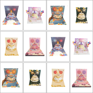 Light and Sound Birthday Greeting Cards 3D Cake Greeting Card Musical Happy Birthday Card for Women Men Kid Birthday