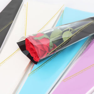[Alex Do] Hot Sale 50pcs Single Rose Sleeves Flower Wrapping Bag Bouquet Packaging Bags Clear Cellophane Floral Wrappers For Valentines Day