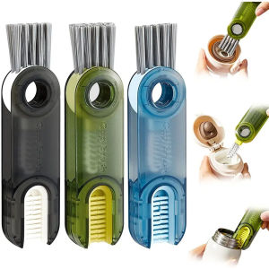 HomiesTrends 3-in-1 Cup Lid Cleaner Brush Multifunctional Mini Cup Bottle Cleaning Brush Cup Cover Lid Cleaner Mini Kitchen Washing Tool