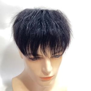 Morgan perm 100% Human Hair Mens Toupee Fashion And Handsome Style Hair Piece Breathable Net Hair Replacement Natural Color