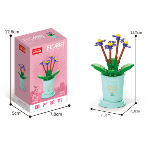 DIY Flower Block Cina Pot Tanaman Buket Blok Bangunan Mainan Block Bricks Mini Mainan Edukatif Balok