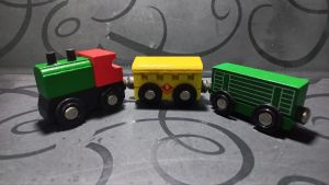 Đoàn Tàu Lửa Bằng Gỗ Mini Đồ Chơi Xe Tàu Lửa Có Nam Châm Hít Gồm 3 Toa Tàu 02218