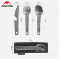 Naturehike 3-in-1 Titanium Tableware Set Portable Ultralight Cutlery Spoon Fork Knife Bottle Opener Camping Hiking Backpacking Dining Utensil. 