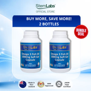 StemLabs Omega 3 Fish Oil 1000mg 200 Capsules  EPA DHA  Heart Brain Eye Joint Health [JAKIM Halal  KKM Approved]