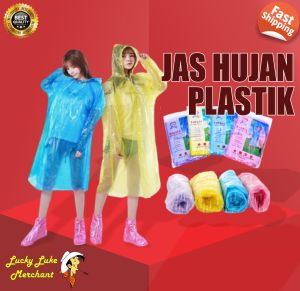 Jas Hujan Plastik Ponco Praktis Mini Travel Pack Raincoat Sekali Pakai
