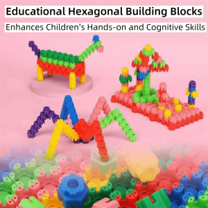 J9YXDU Large Particle Building Block Toys Plastic Colorful Educational Puzzle Toys Creation Assembly Puzzle Hexagonal Building Blocks Kids Gift