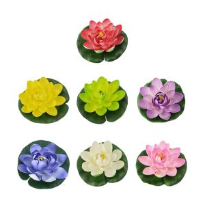 Artificial Lotuses Flowers with Water Lilies Beautiful Realistic Floating Foam Lotuses Flowers for Garden and Pond
