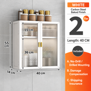 Bathroom Wall Mounted Cabinet PC Door Adjustable Shelf Cosmetic Makeup Skincare Organizer Home Storage Cabinet