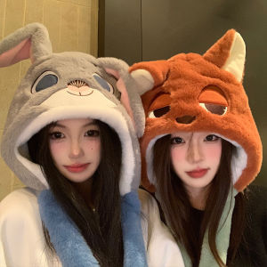 Zootopia Judy Nick Rabbit Hat with Moving Ears Funny Headband Ears Popping Up When Pressing The Paws Cute Plush Bunny Hair Band Decoration Prop