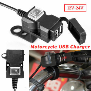 PMShop Waterproof 12V Motorcycle Motorbike Handlebar Dual USB Socket Splitter Charger Power Adapter for Mobile Phone