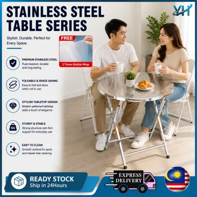 Stainless Steel Foldable Table / Round Folding Table / Foldable Table / Banquet Table / Meja Banquet Bulat / Meja Lipat