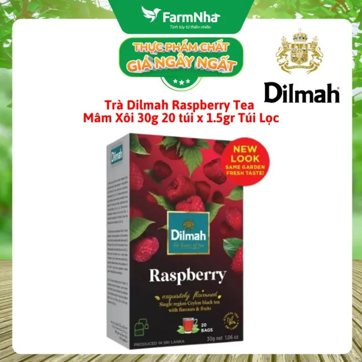 Trà Dilmah Raspberry Tea 30g 20 túi x 1.5g Túi lọc - Vị Mâm Xôi, Tinh hoa trà Sri Lanka