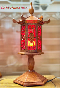 Đèn thờ bằng gỗ hương đá đồ trang trí ban thờ đền gỗ đèn nến gỗ thịt cao cấp hương đá ( Tính theo cặp )