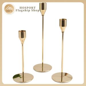 【HRFS】 3Pcs Candlestick Holders Vintage Table Centerpieces Gold Candle Holders for Wedding Birthday Party Holiday Dinning Decor