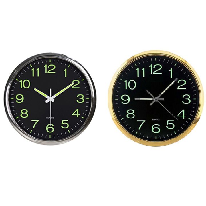 12 Inch Round Luminous Wall Clock Glow in the Dark Non-Ticking Indoor ...