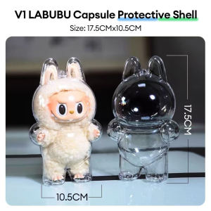 Labubu Transparent Acrylic Protective Case Organizer Doll Shell Accessories Storage Box