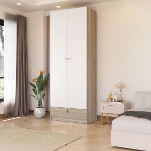 Kirana Lemari Pakaian Kayu Wardrobe Putih Modern Minimalis 2 / 3 Pintu - Boston 02