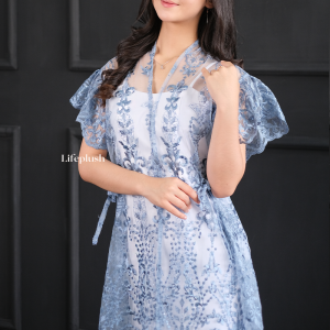 Dress Kebaya Modern Wanita Pesta Kondangan Brukat Organza Tile Tulle Bordir Premium Mewah- LIFEPLUSH JUWITA