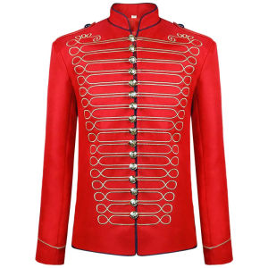 20232023 Medieval Mens Jacket Steampunk Hussar Marching Band Military Drummer Parade Jacket Coat Cosplay Costume